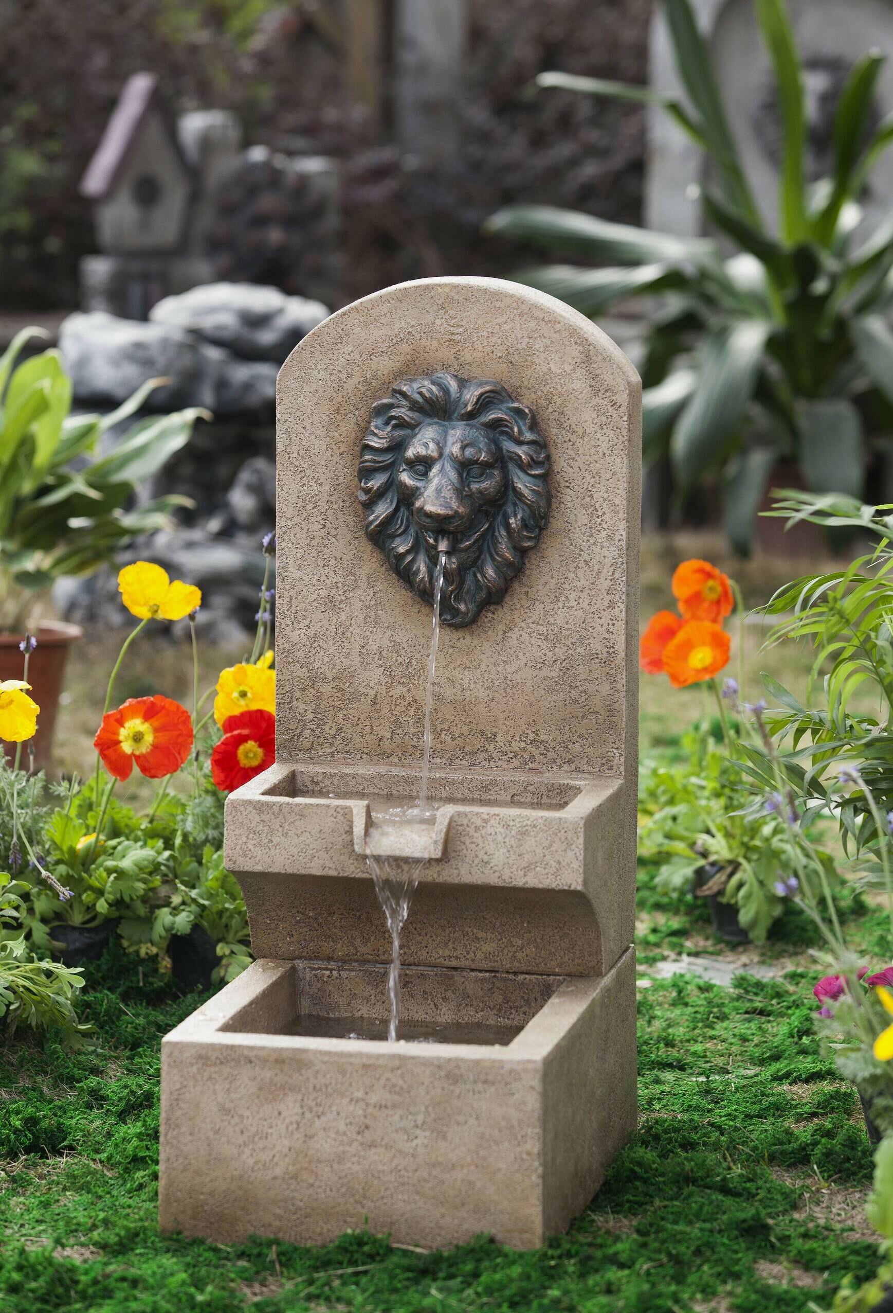 Jeco Inc Resin Fiberglass Lion Head Wall Tier Fountain Wayfair